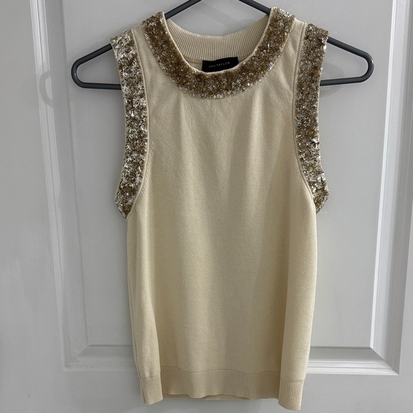 Ann Taylor Cream Tank Top with Gold Accents - Picture 2 of 4